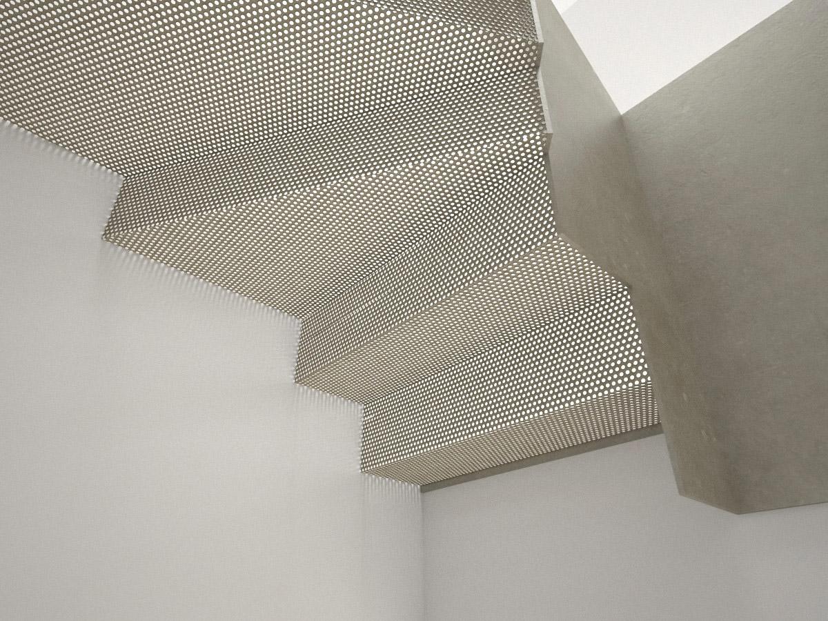 Perforated metal staircase detail